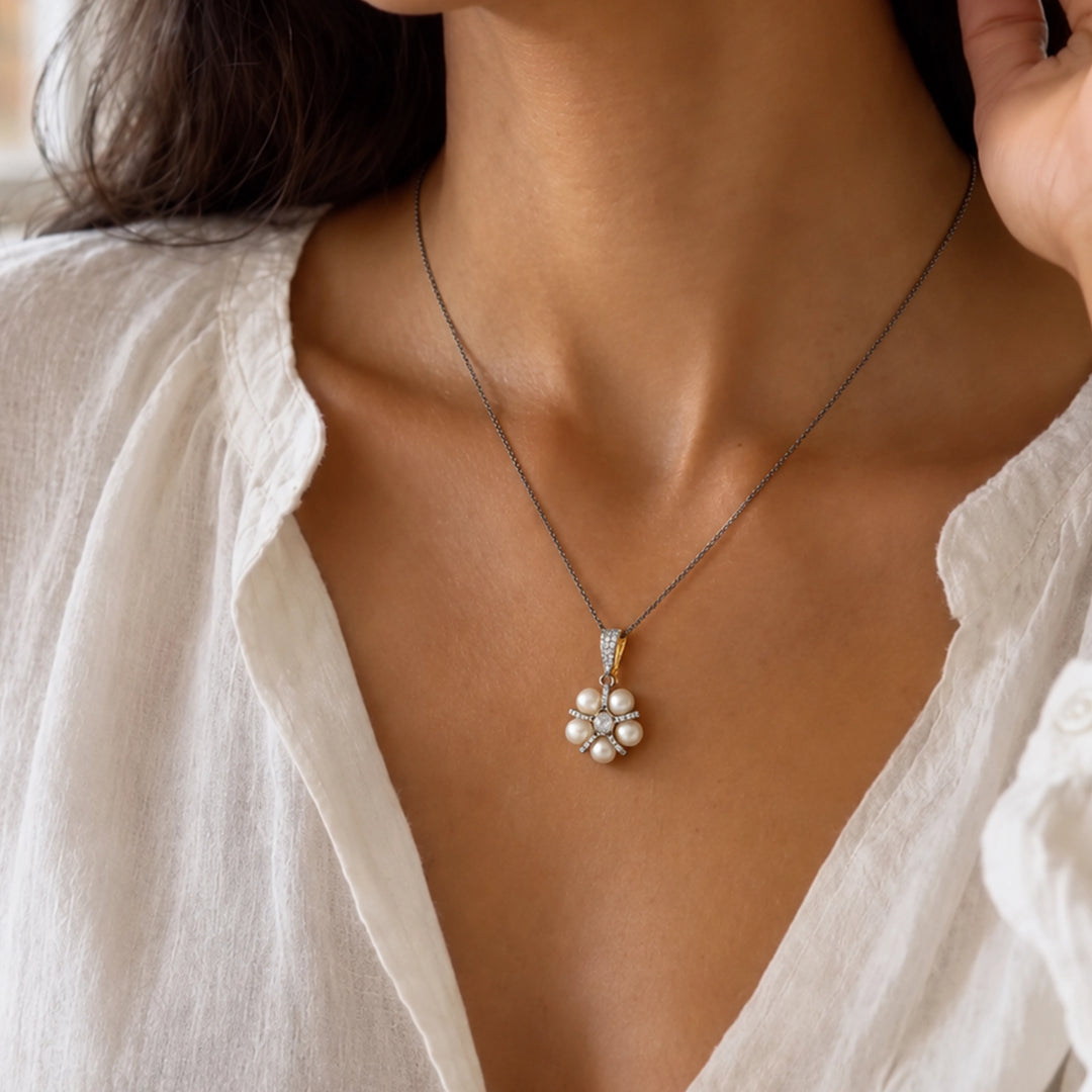 Victorian Pearl Cluster Necklace