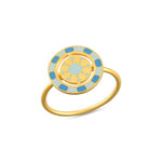 Load image into Gallery viewer, Blue Enamel Medallion Gold Ring in 18 Kt
