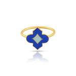 Load image into Gallery viewer, Blue Enamel Gold Ring in 18 Kt
