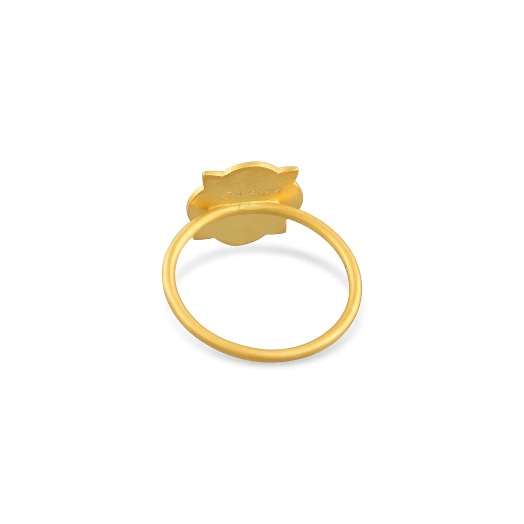 Gold Enamel Statement Ring in 18 Kt