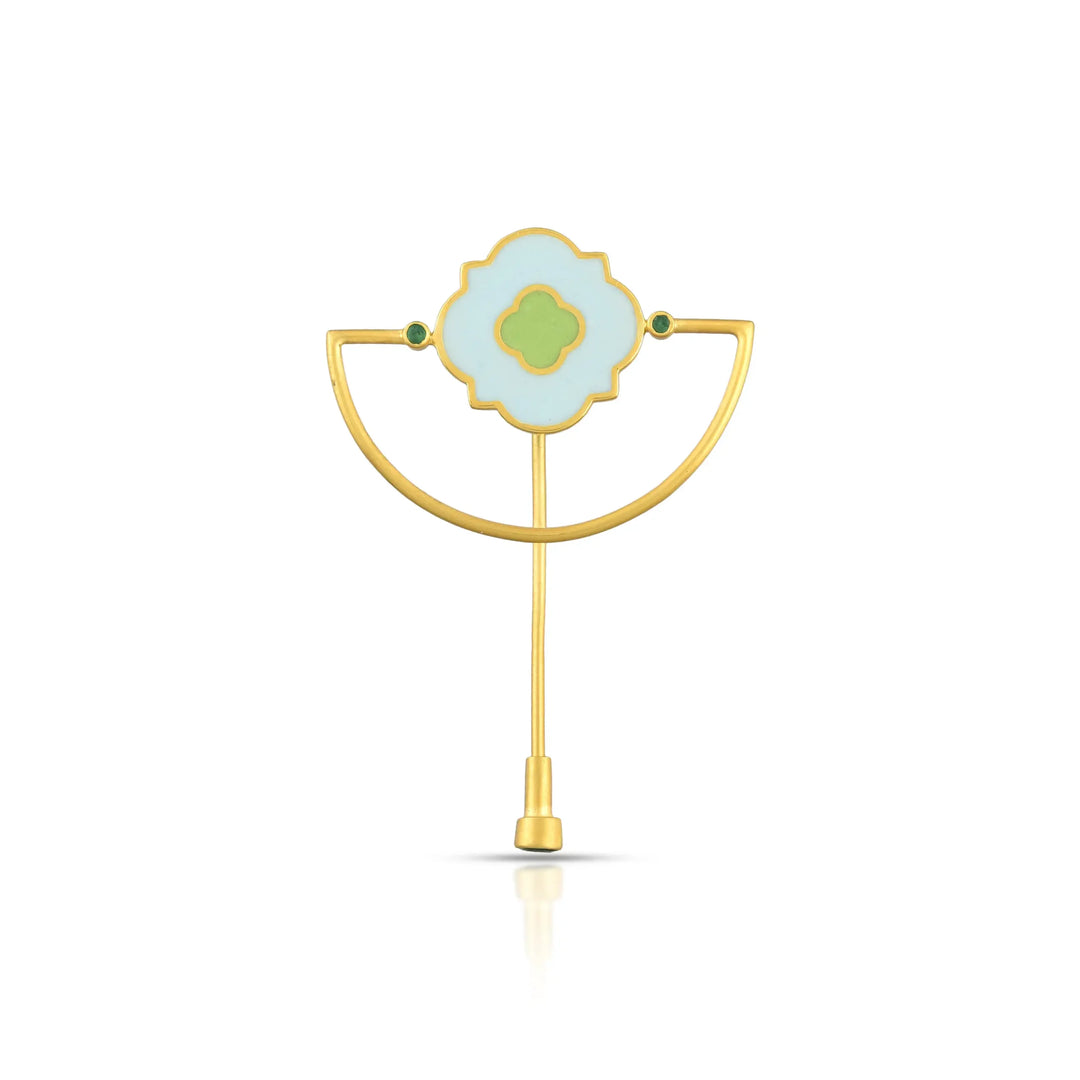Aqua Garden Enamel Brooch in 18 Kt