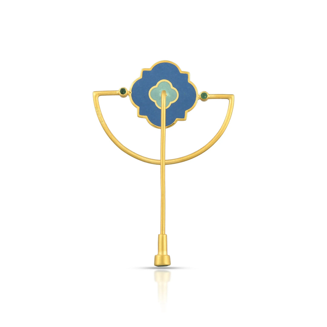 Aqua Garden Enamel Brooch in 18 Kt