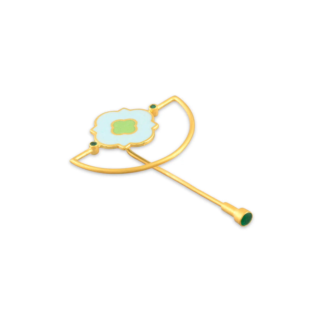 Aqua Garden Enamel Brooch in 18 Kt