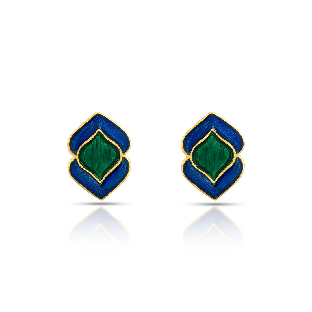 Dual-Tone Enamel Gold Studs in 18 Kt