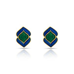 Load image into Gallery viewer, Dual-Tone Enamel Gold Studs in 18 Kt
