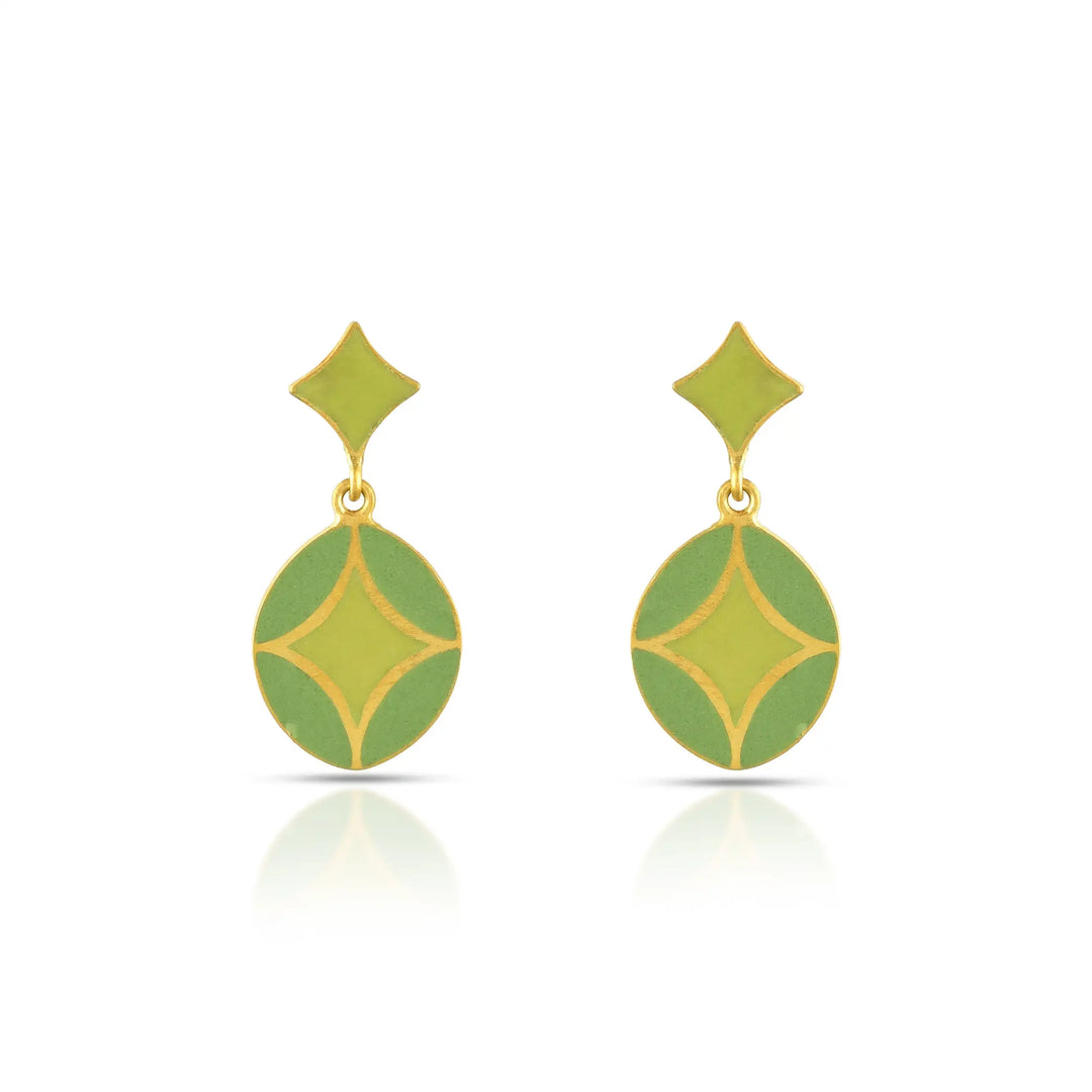 Springlight Enamel Gold Earrings in 18 Kt