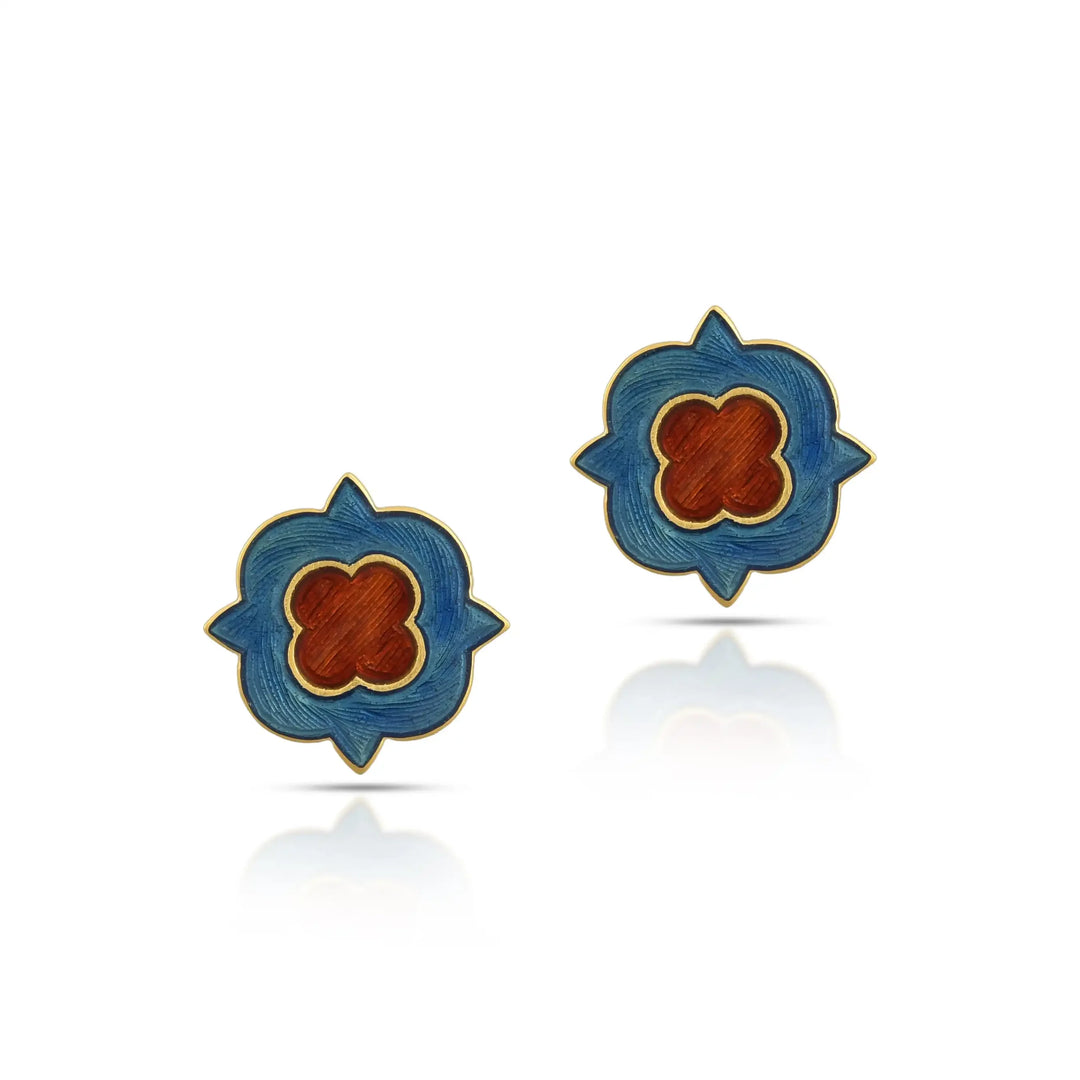 Neel Pushp Enamel Studs in 18 Kt