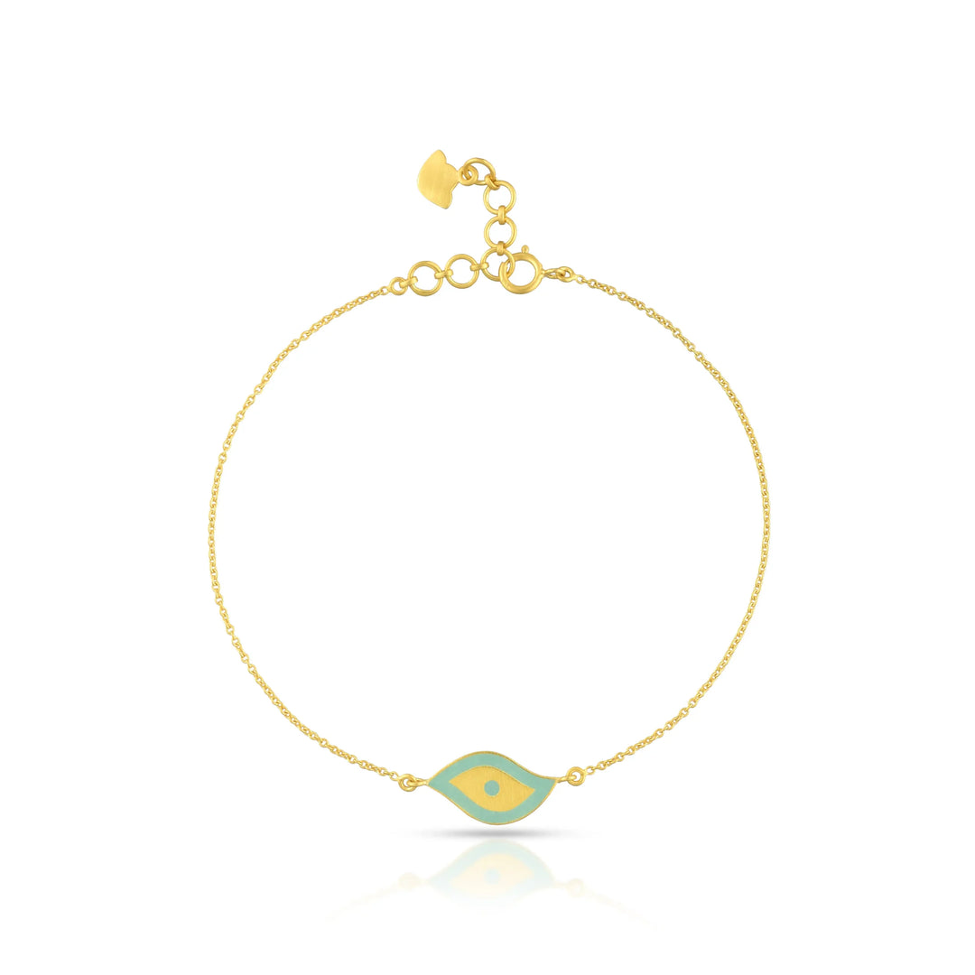 Turquoise Enamel Gold Bracelet in 18 Kt