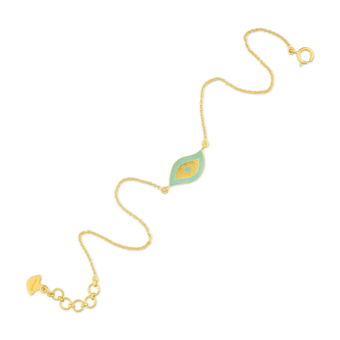 Turquoise Enamel Gold Bracelet in 18 Kt