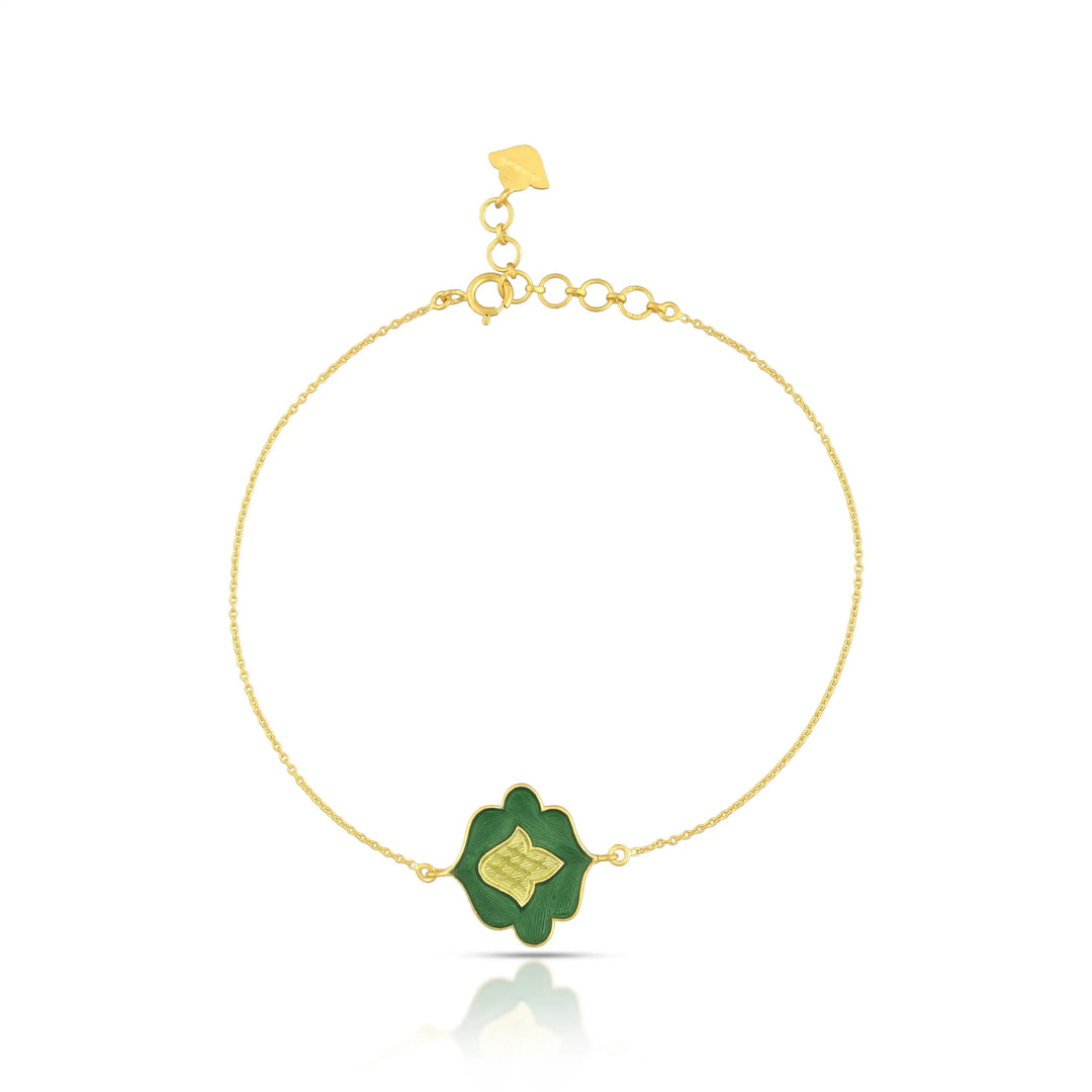 Enamel Motif Gold Bracelet in 18 Kt