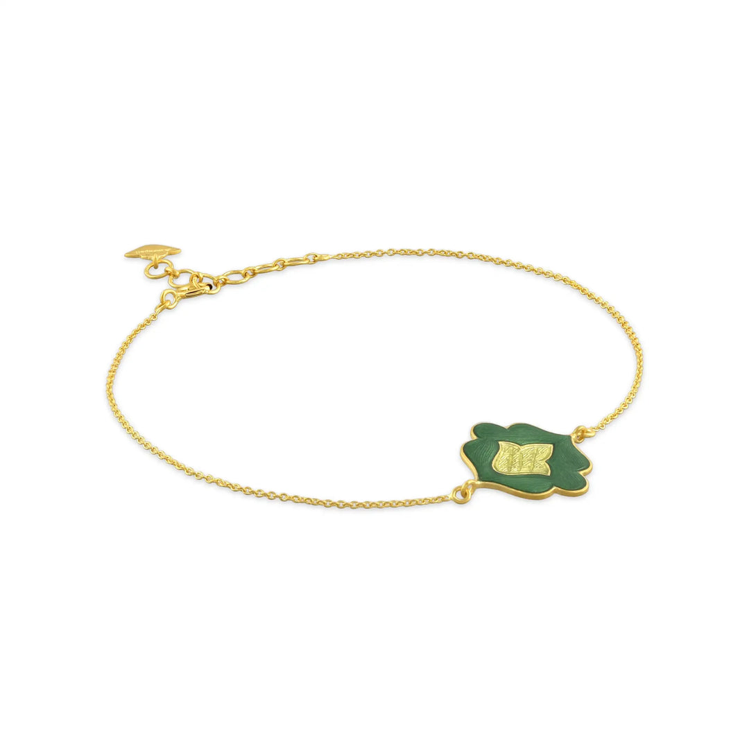 Enamel Motif Gold Bracelet in 18 Kt