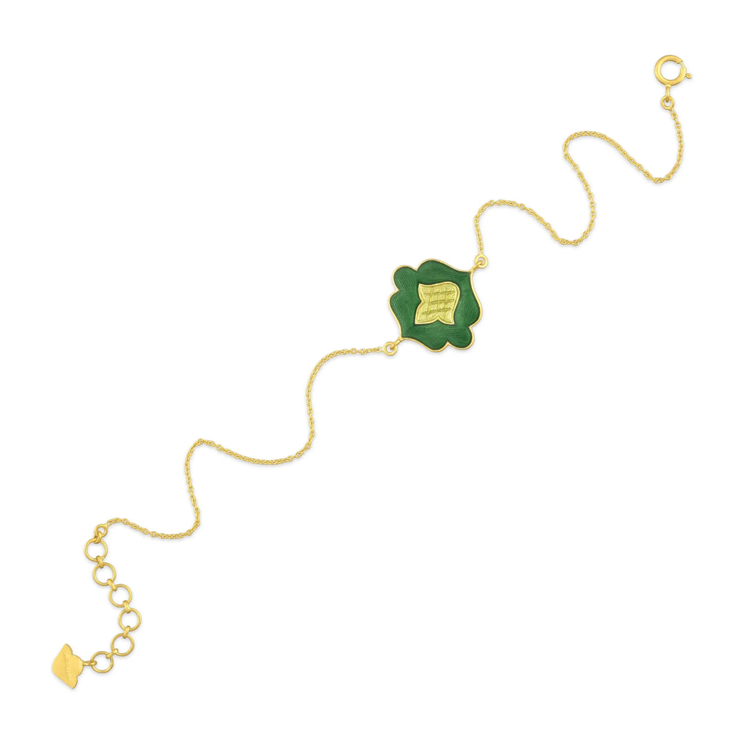 Enamel Motif Gold Bracelet in 18 Kt