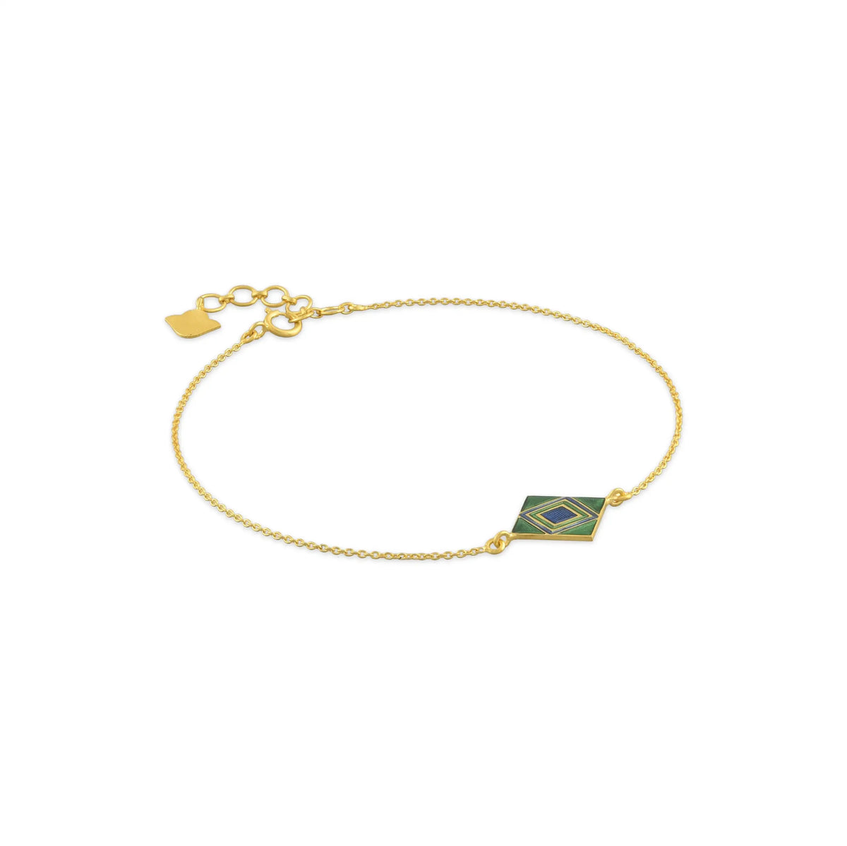 Prism square enamel gold bracelet in 18 kt