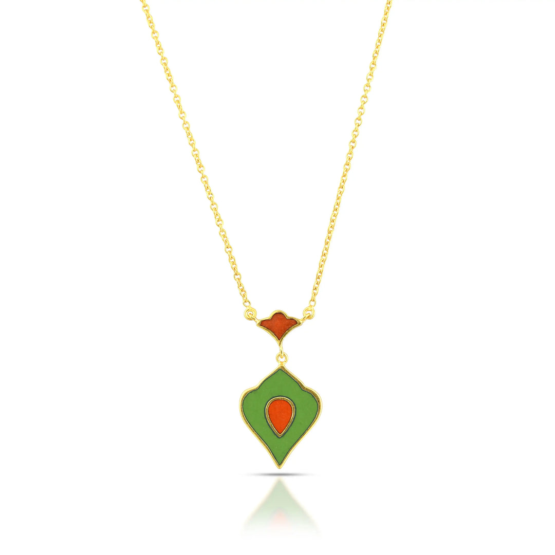 Dual-Side Enamel Drop Necklace