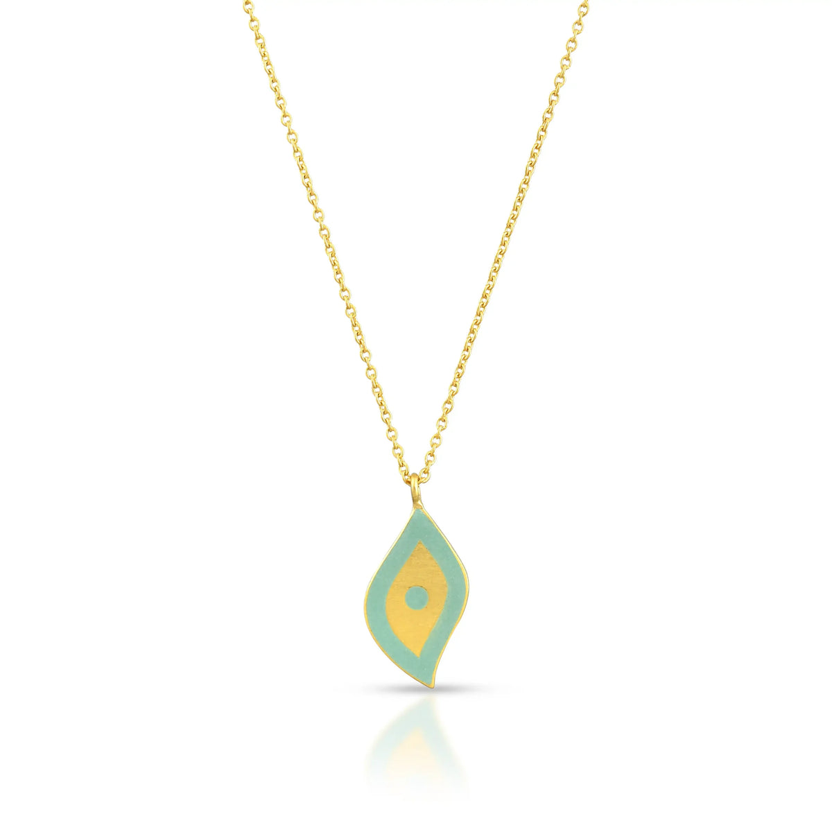 Turquoise enamel gold necklace in 18 kt
