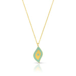 Load image into Gallery viewer, Turquoise Enamel Gold Necklace in 18 Kt
