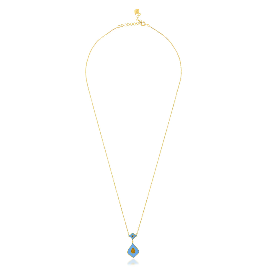Dual Side Enamel Drop Necklace in 18 Kt