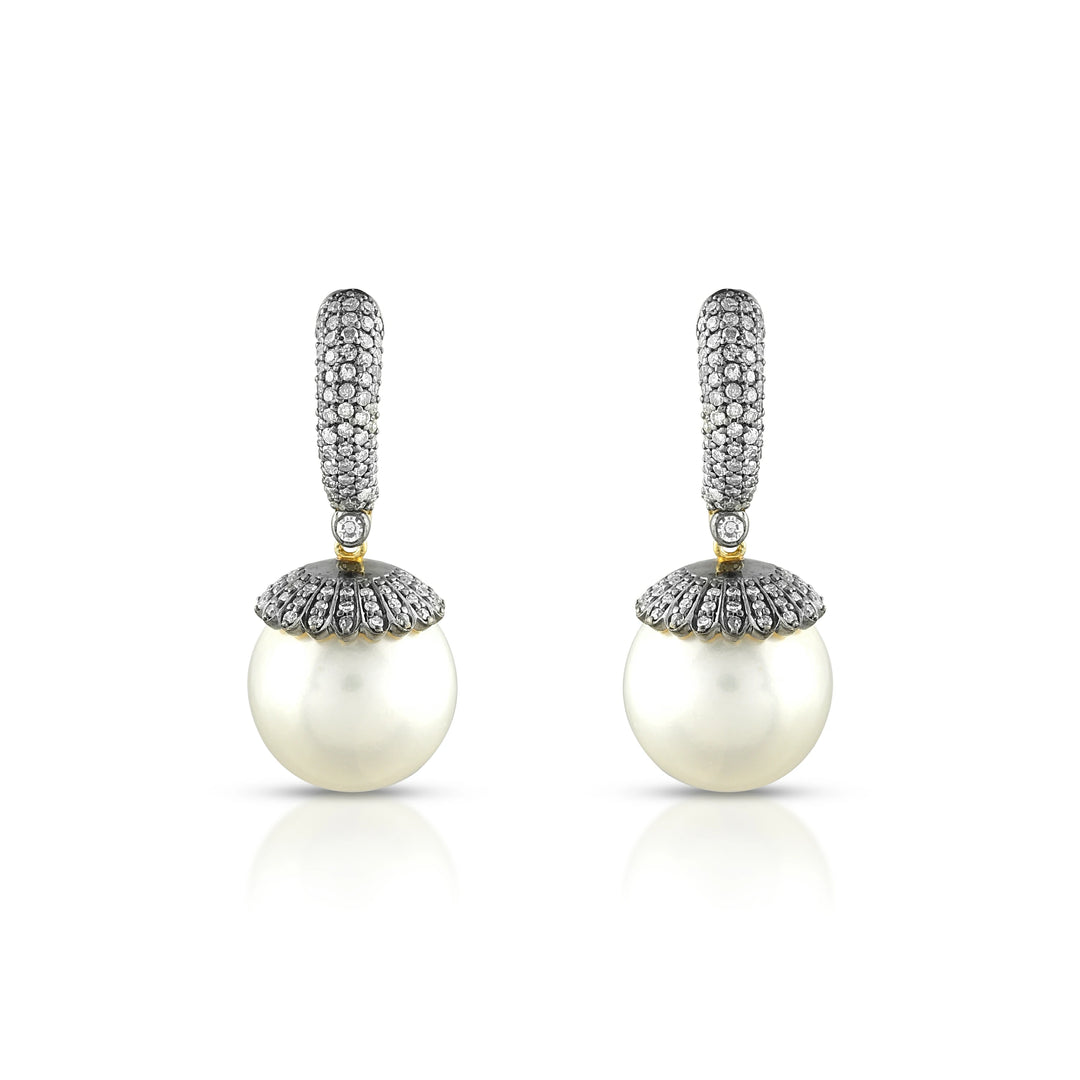 Victorian Pearl & Diamond Hoops