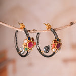Load image into Gallery viewer, Navratna Diamond Victorian Hoop Earrings
