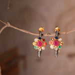Load image into Gallery viewer, Navratna Diamond Victorian Hoop Earrings
