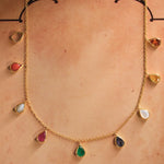 Load image into Gallery viewer, Navratna Gem Drop Necklace in 18 Kt
