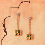 Load image into Gallery viewer, Geometric Navratna Earrings in 18 Kt
