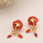 Load image into Gallery viewer, Coral &amp; Diamond Elegance Earrings in 18 Kt
