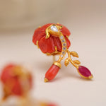 Load image into Gallery viewer, Coral &amp; Diamond Elegance Earrings in 18 Kt
