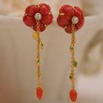 Load image into Gallery viewer, Floral Elegance Earrings  in 18 Kt
