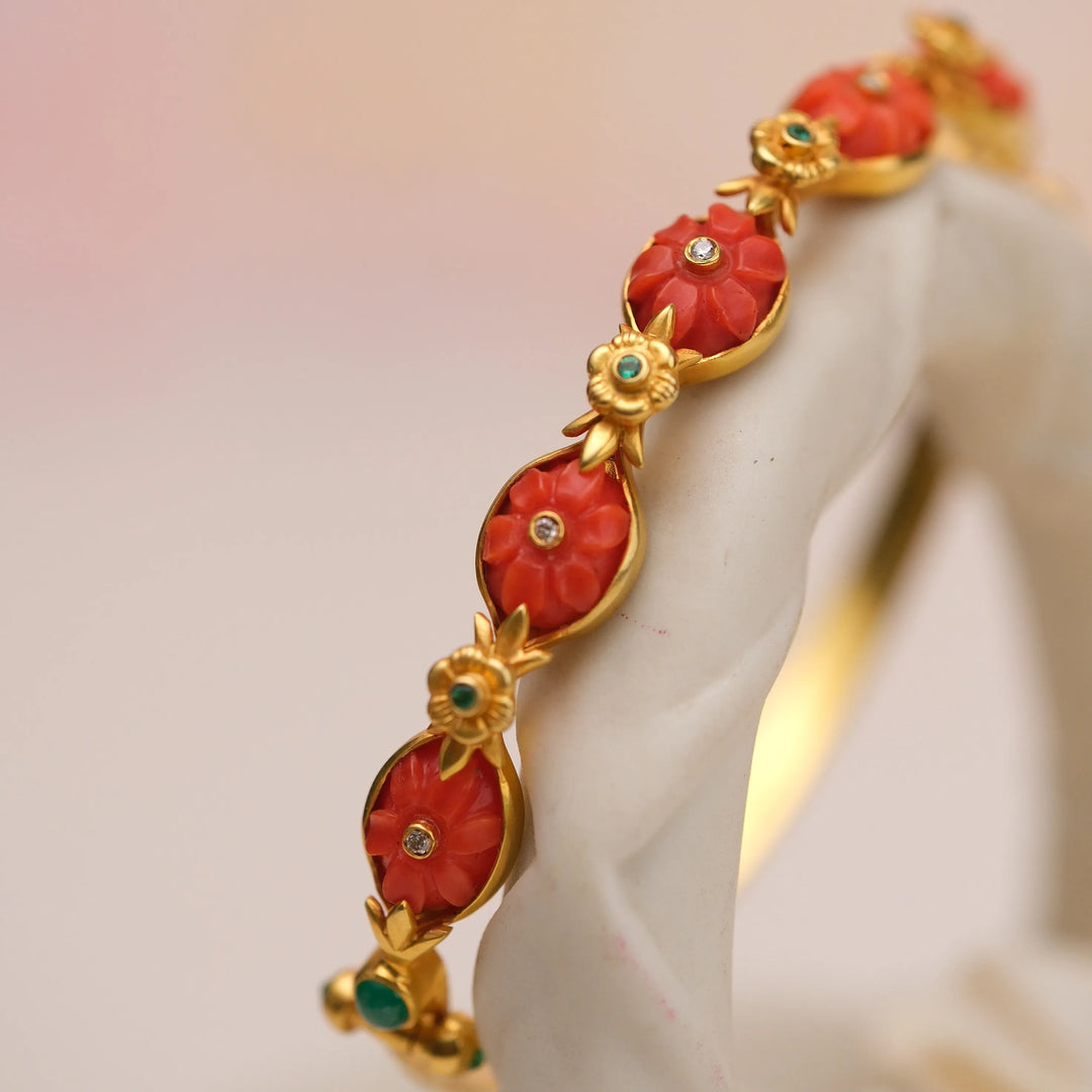Coral Flora Garland Bangle in 18 Kt