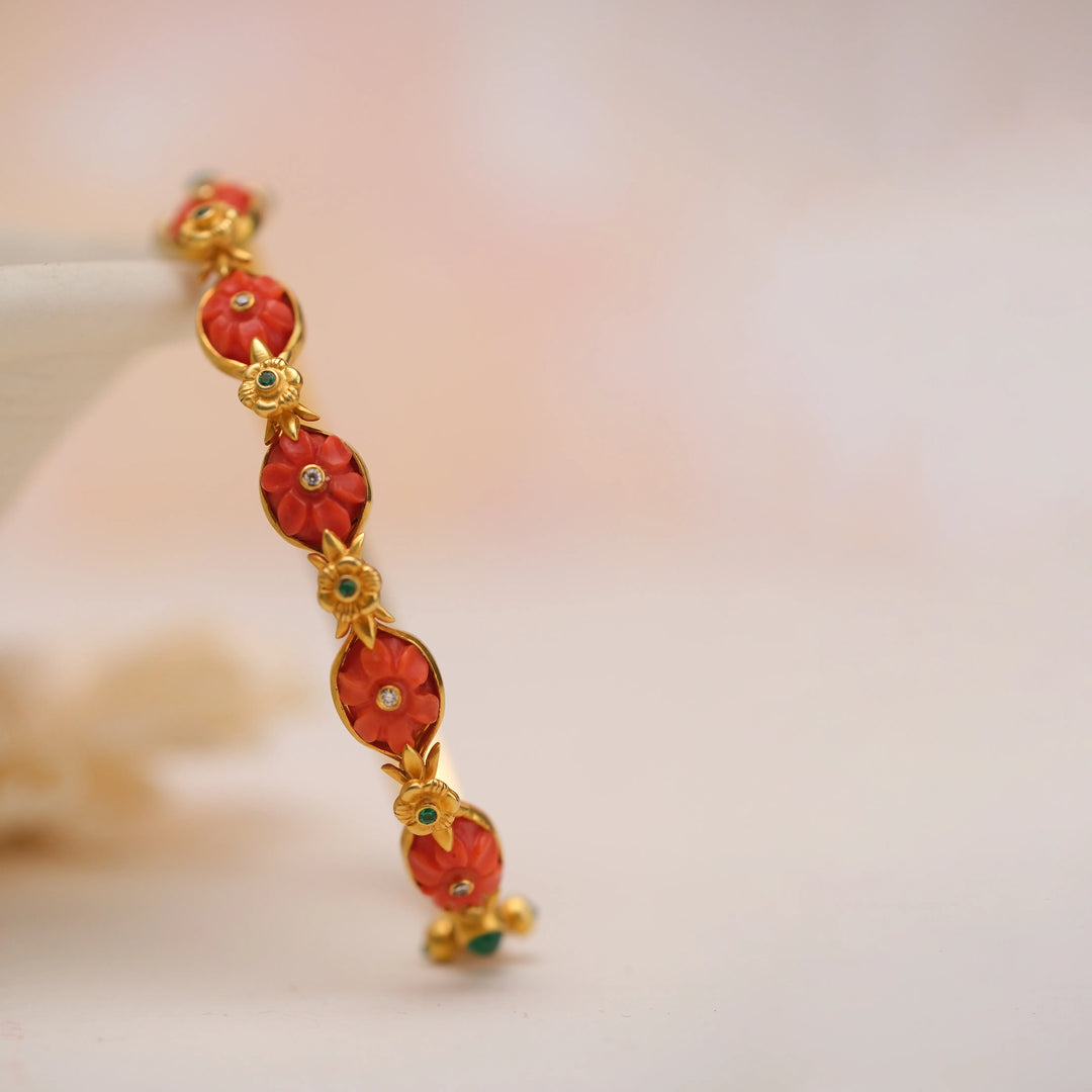Coral Flora Garland Bangle in 18 Kt