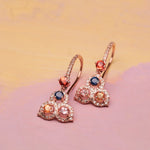 Load image into Gallery viewer, Trio Drop Rose Gold Sapphire Earrings in 18 Kt
