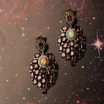 Load image into Gallery viewer, Opal &amp; Pink Tourmaline Victorian Silver-Gold Chandelier Earrings
