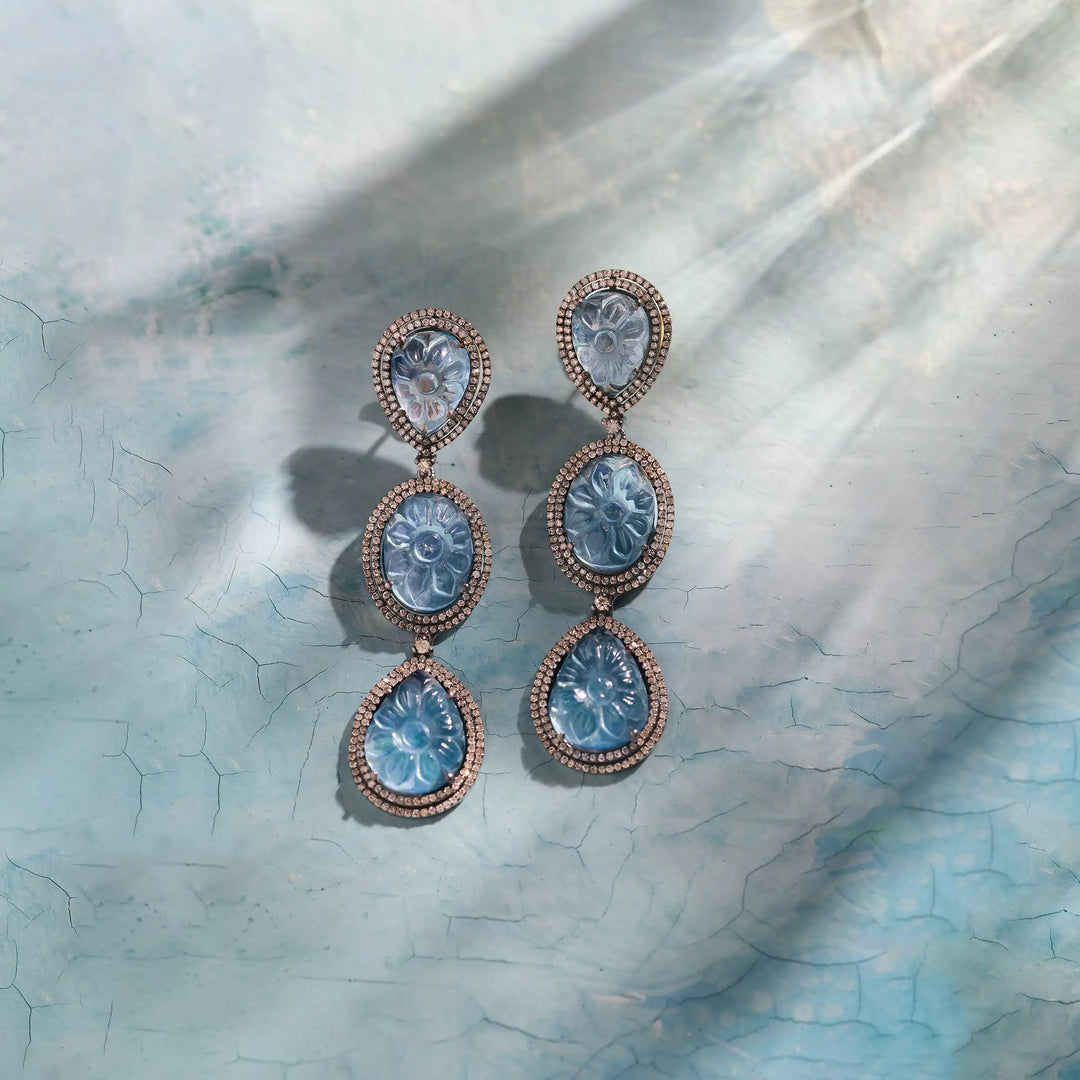 Aqua Flow Silver-Gold Victorian Earrings