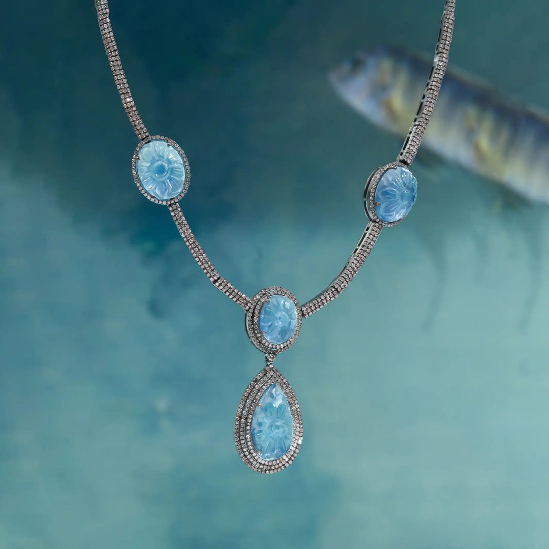 Ocean Drop Silver-Gold Victorian Necklace