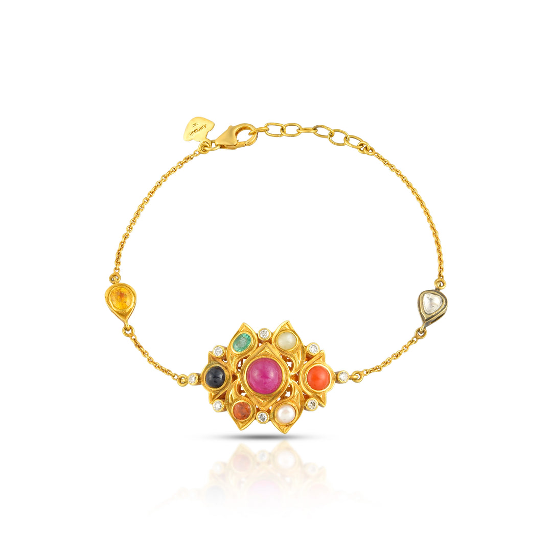 Navratna Harmony Bracelet in 18 Kt