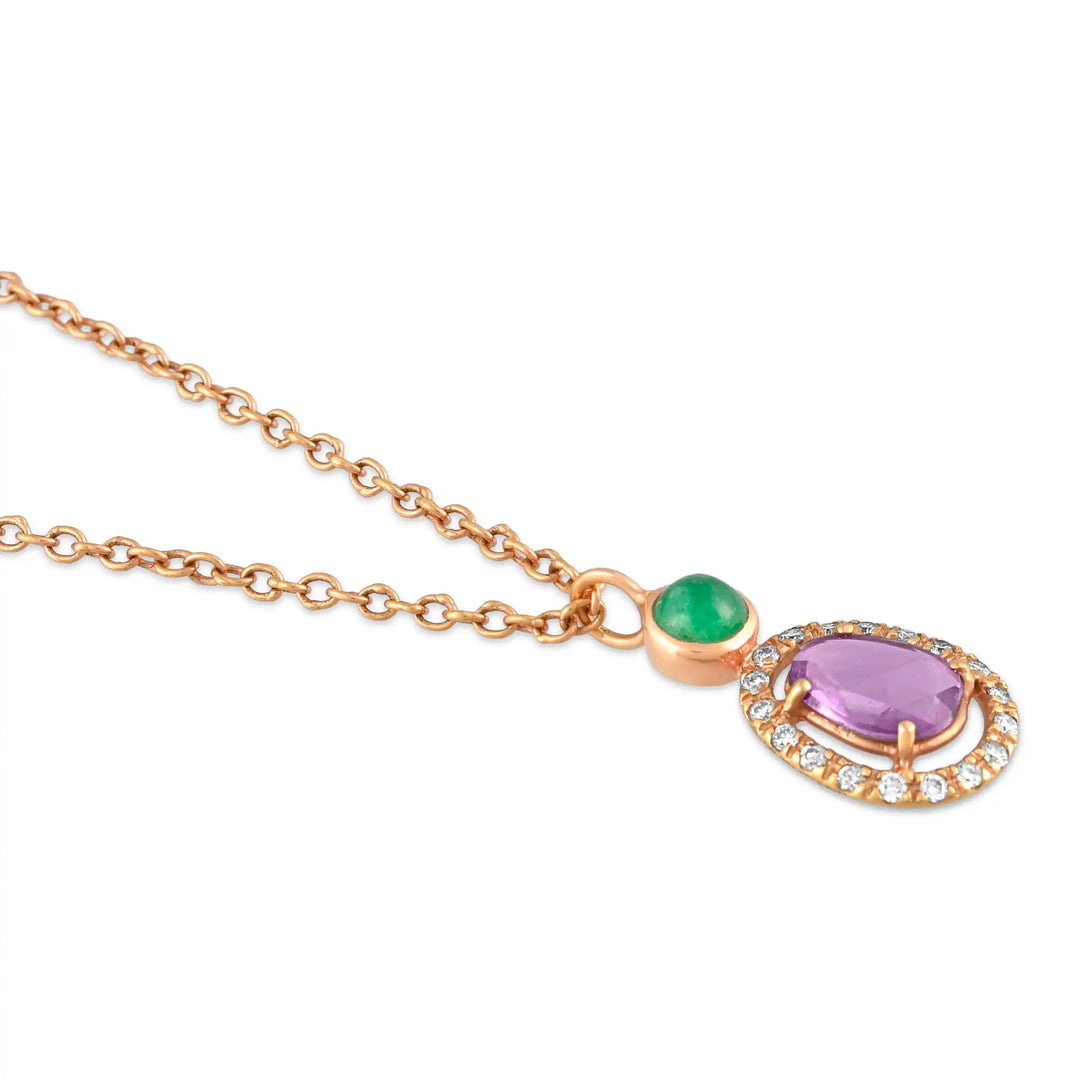 Rose Gold Sapphire Pendant Necklace in 18 Kt