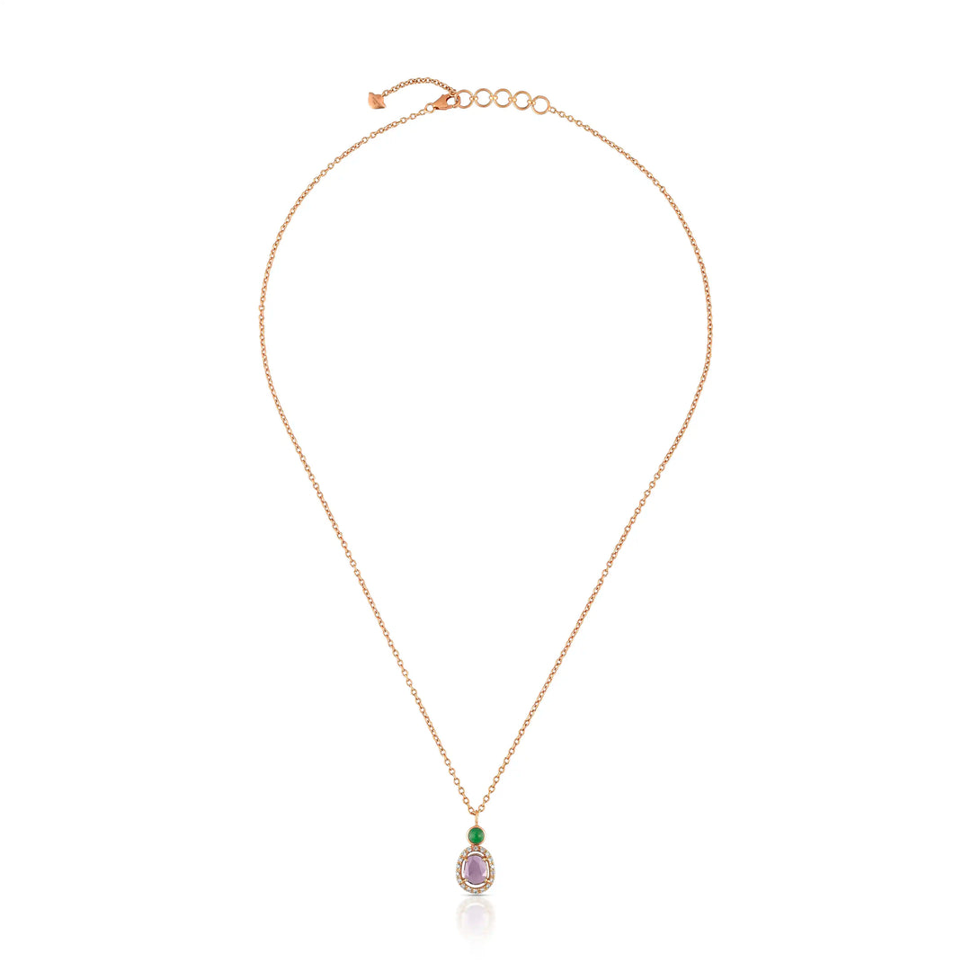Rose Gold Sapphire Pendant Necklace in 18 Kt