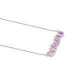 Load image into Gallery viewer, Pink Sapphire Line White Gold Necklace in 18 Kt
