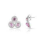 Load image into Gallery viewer, Pink Sapphire Cluster Diamond White Gold Earrings in 18 Kt
