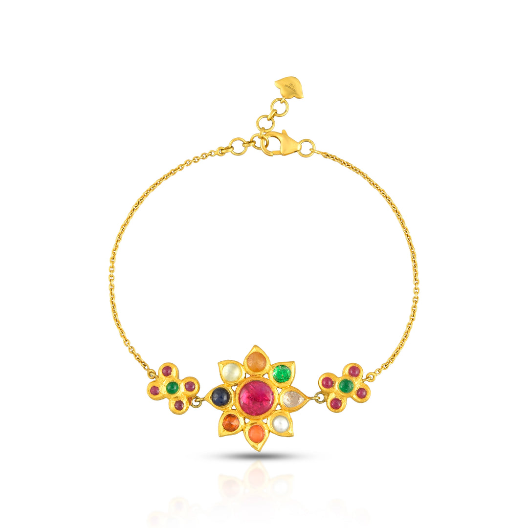 Navratna Surya Bloom Bracelet in 18 Kt