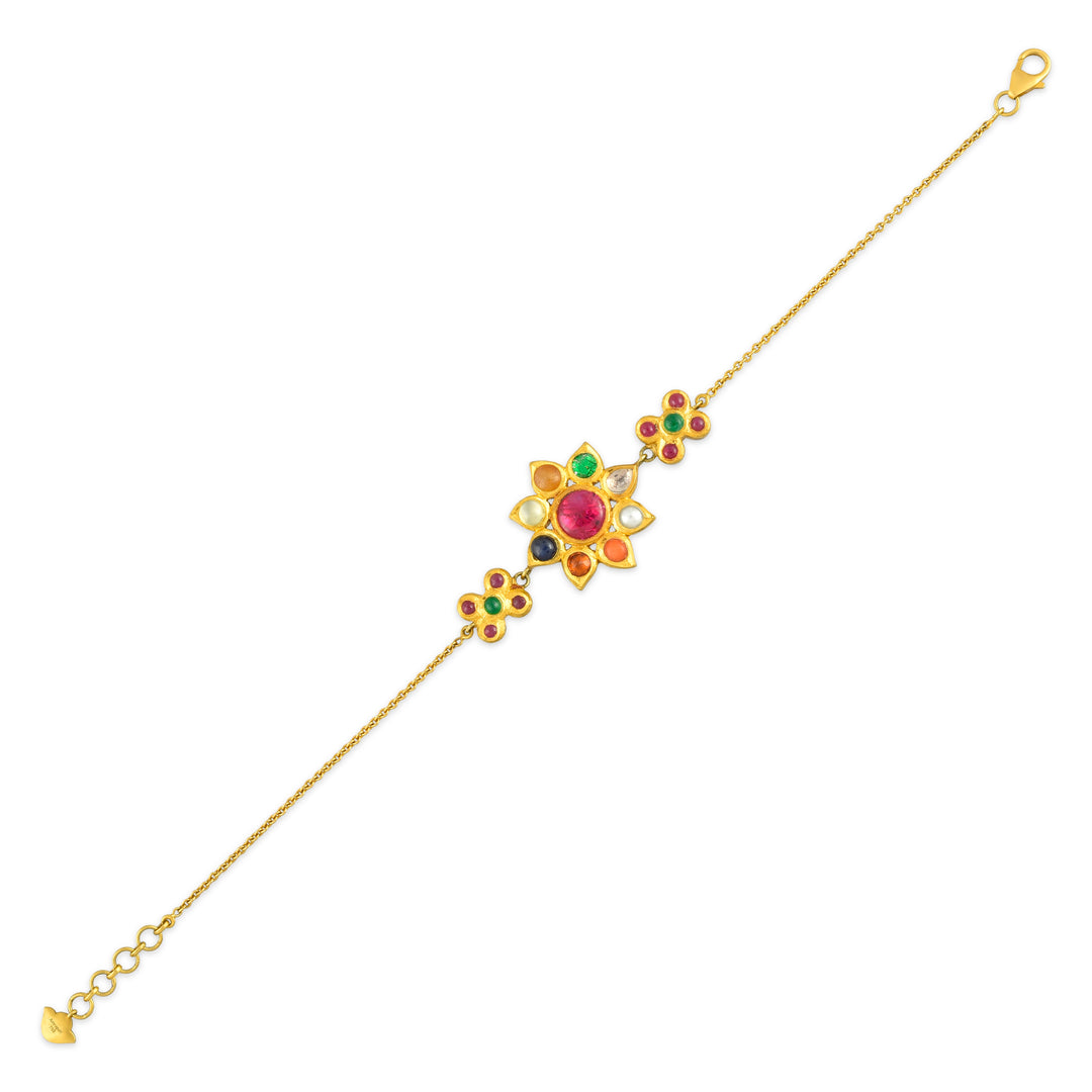 Navratna Surya Bloom Bracelet in 18 Kt