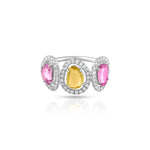 Load image into Gallery viewer, Multi Sapphire Statement White Gold Ring in 18 Kt
