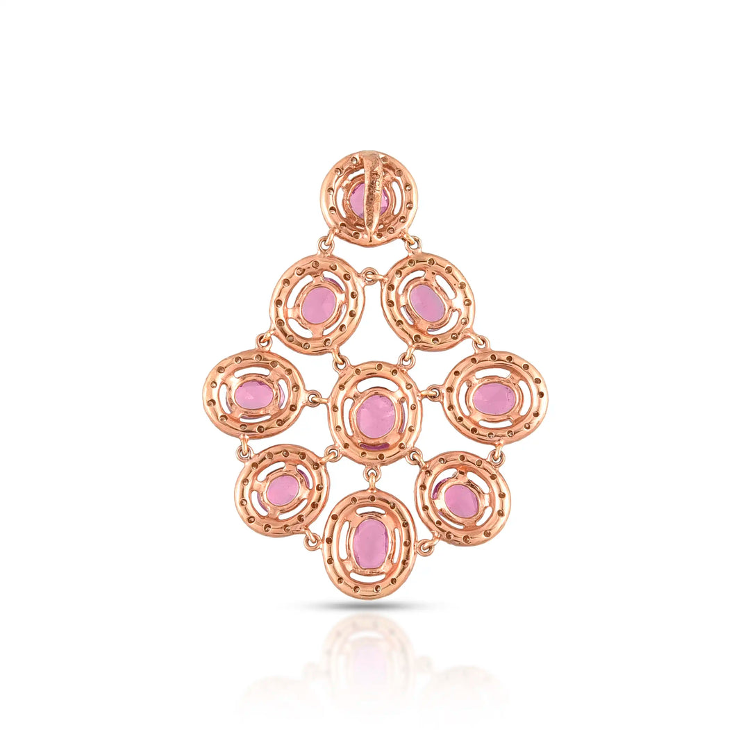 Pink Sapphire Cluster Pendant in 18 Kt