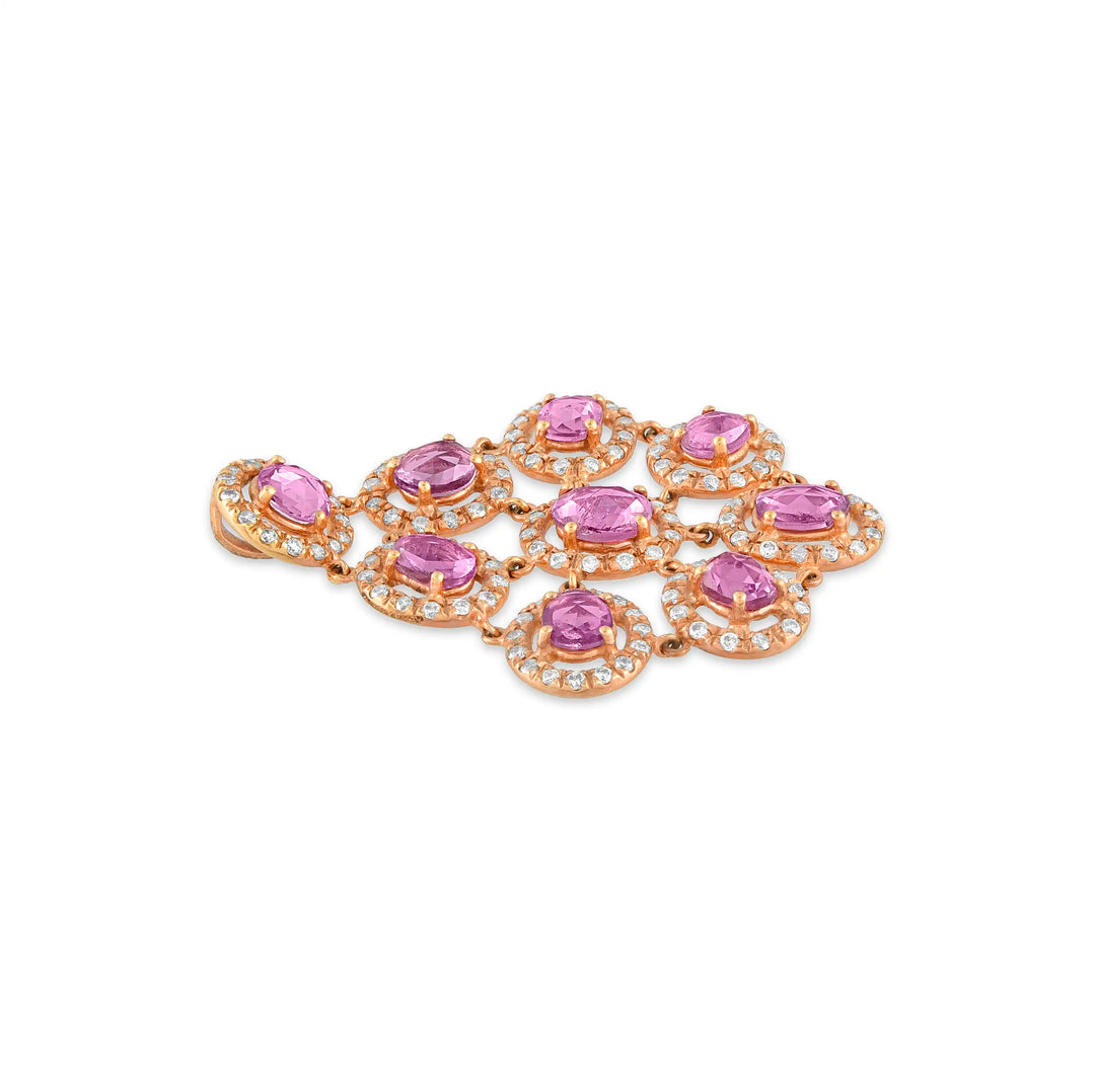 Pink Sapphire Cluster Pendant in 18 Kt