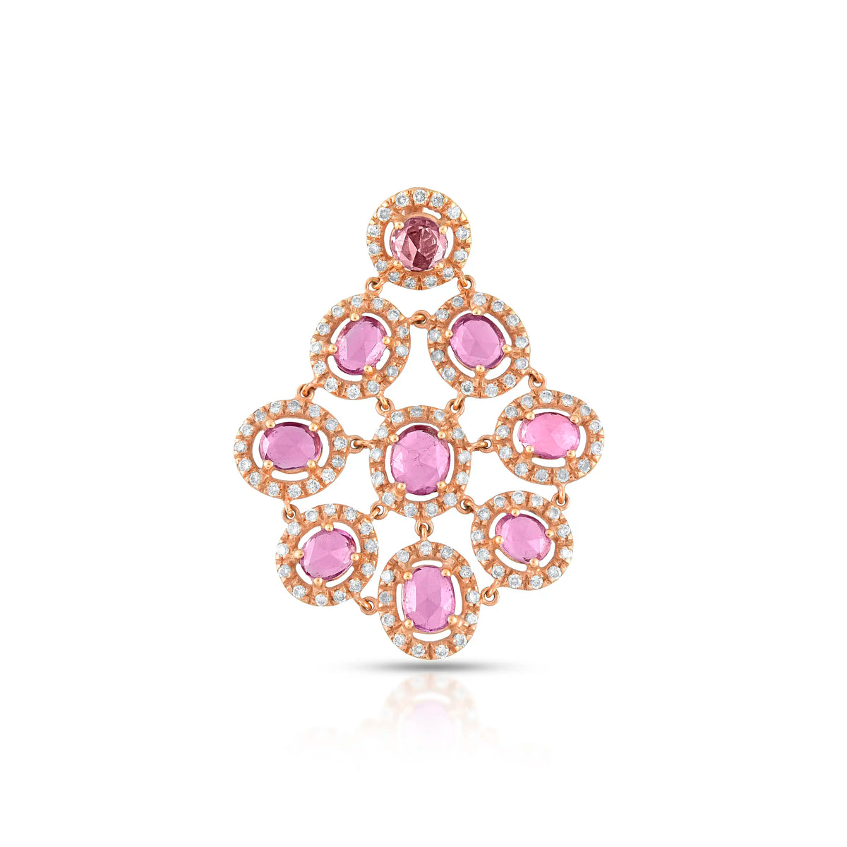 Pink sapphire cluster pendant in 18 kt