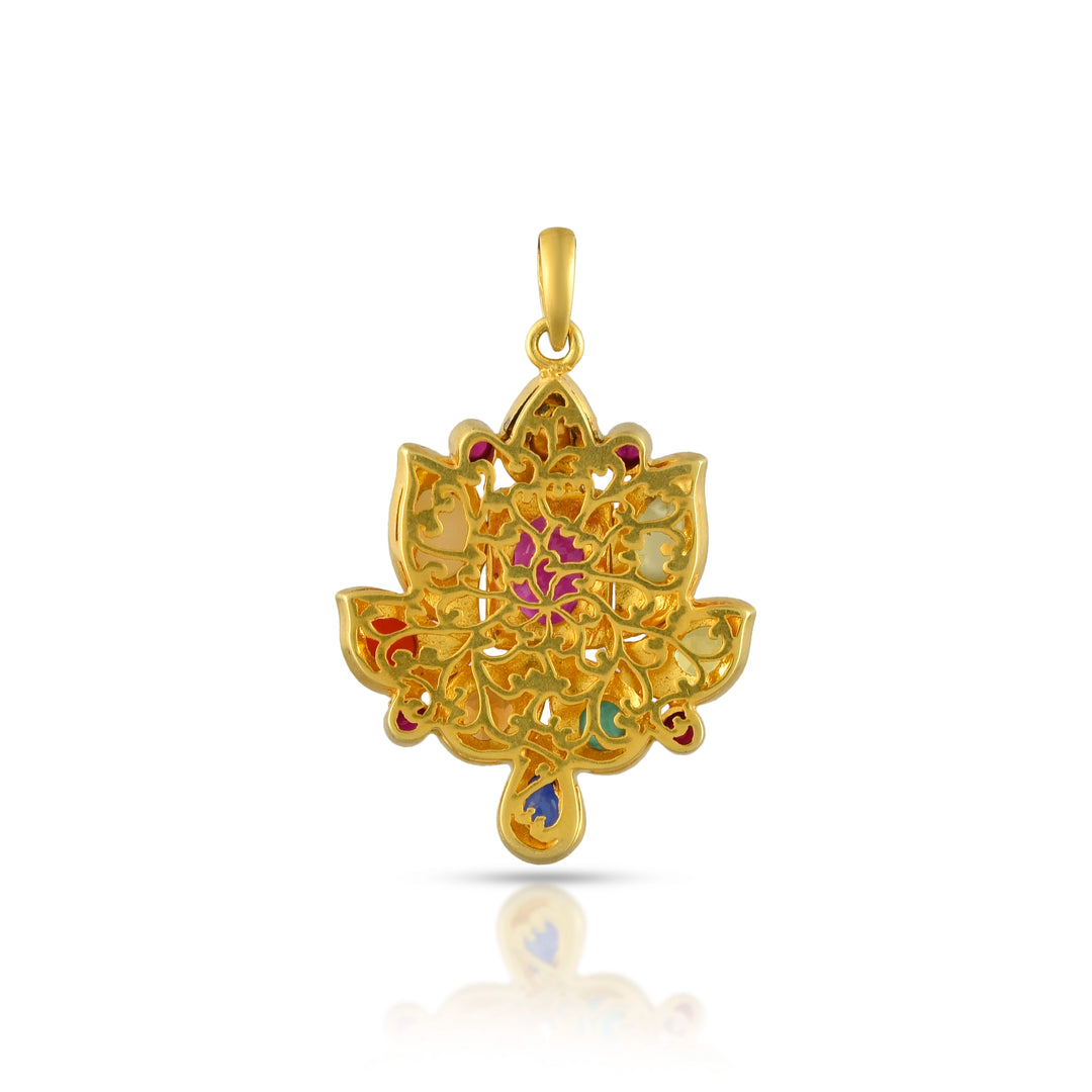 Navratna Heritage Pendant in 18 Kt