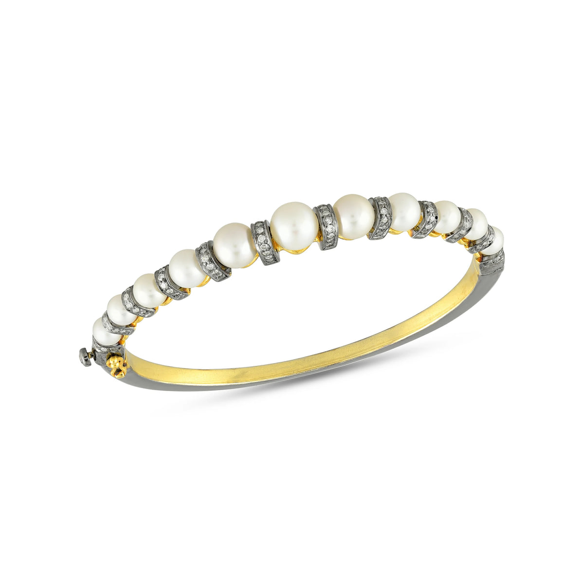 Pearl & diamond openable victorian bangle