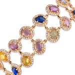 Load image into Gallery viewer, Multicolour Sapphire Double Row Rose Gold Bracelet in 18 Kt
