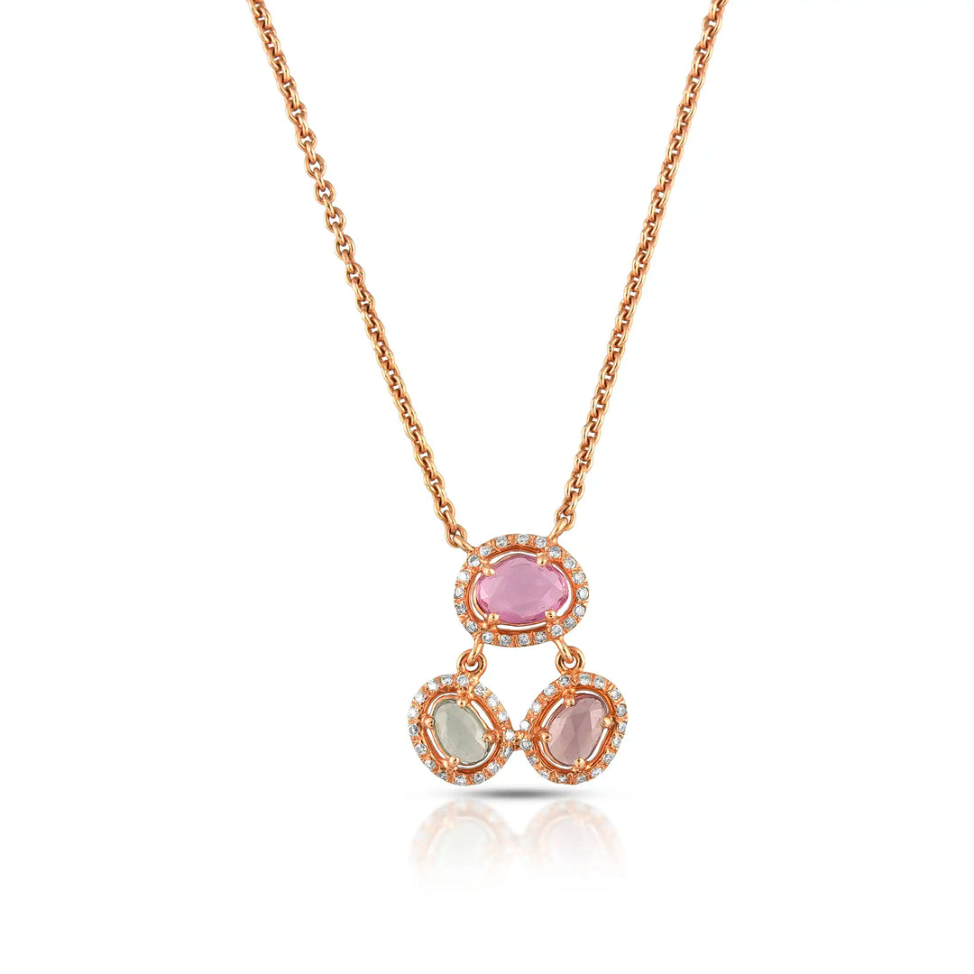 Blush Sapphire Drop Rose Gold Necklace in 18 Kt